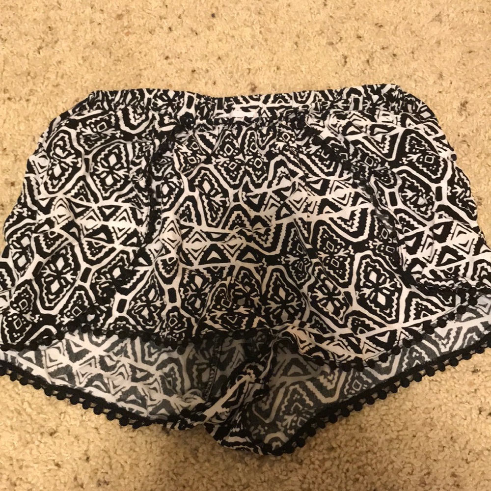 Black and white tribe print shorts - lightly used